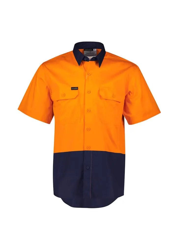 Syzmik Workwear Men's Hi Vis Short Sleeve Shirt ZW115 Metro Workwear.